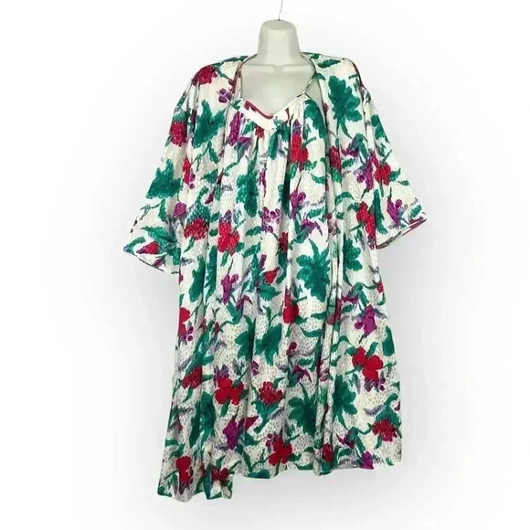 VTG Neiman Marcus Floral Nightgown Robe Set MEDIUM - Mary McFadden Women's - Picture 1 of 13